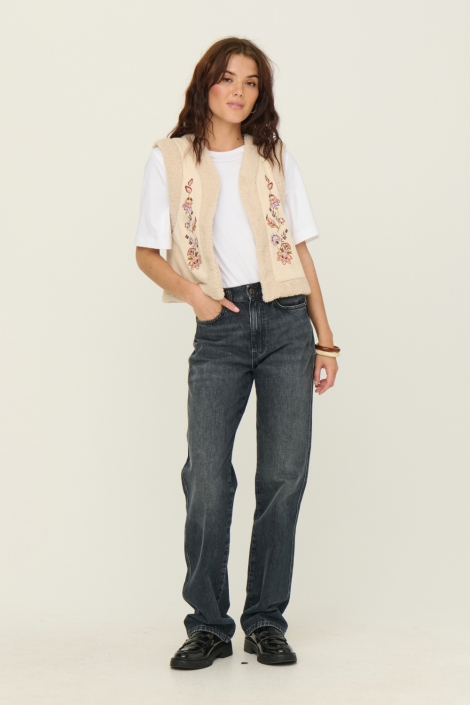Only onlfrida flower emb. waistcoat cs o